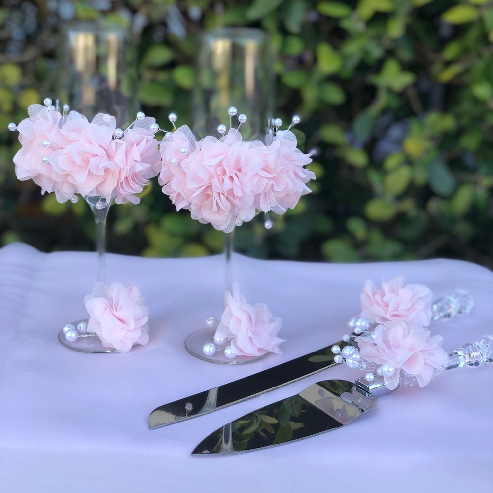 Wedding champagne glasses flutes Handmade